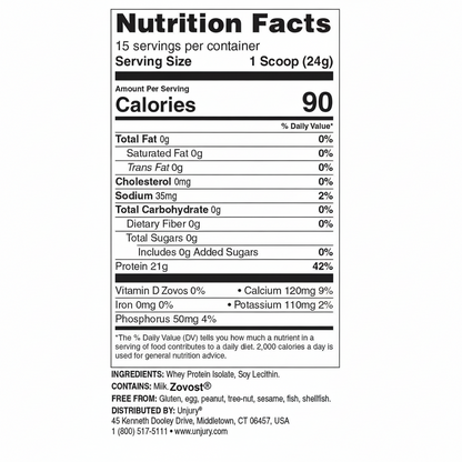 Zovost Unflavored High Whey Protein Powder