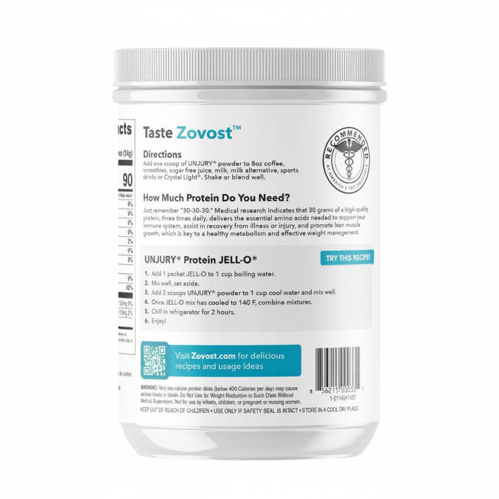 Zovost Unflavored High Whey Protein Powder