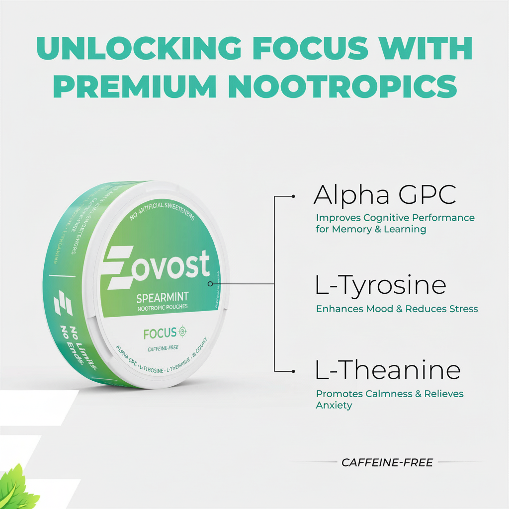 Zovost Focus Nootropic Pouches (Caffeine Free)