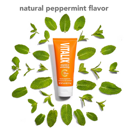 Vitamin C Teeth Whitening Toothpaste with Fluoride - Natural Peppermint
